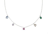 925 Silver Necklace with Cubic Zirconia Charms Pendant