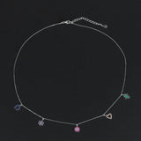 925 Silver Necklace with Cubic Zirconia Charms Pendant