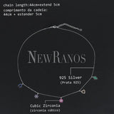 925 Silver Necklace with Cubic Zirconia Charms Pendant