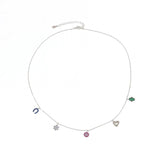 925 Silver Necklace with Cubic Zirconia Charms Pendant