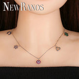 925 Silver Necklace with Cubic Zirconia Charms Pendant