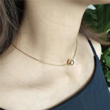 925 Silver Round Bead Pendant Necklace for Women Geometric Ball Necklaces