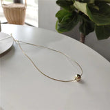 925 Silver Round Bead Pendant Necklace for Women Geometric Ball Necklaces