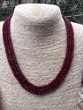 Red Ruby Rondelle Gem Beads Necklace 17-19''