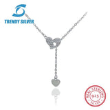 925 Silver Double Heart Necklace Pendant High Jewelry