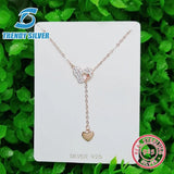 925 Silver Double Heart Necklace Pendant High Jewelry