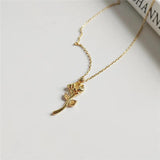 925 Sterling Silver Rose Flower Pendant Necklace for Women Ladies Jewelry