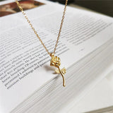925 Sterling Silver Rose Flower Pendant Necklace for Women Ladies Jewelry