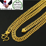 MHXFC European Man Wedding Gift Wide 8mm Flat 24KT Chain Necklace NL69