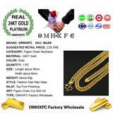 MHXFC European Man Wedding Gift Wide 8mm Flat 24KT Chain Necklace NL69