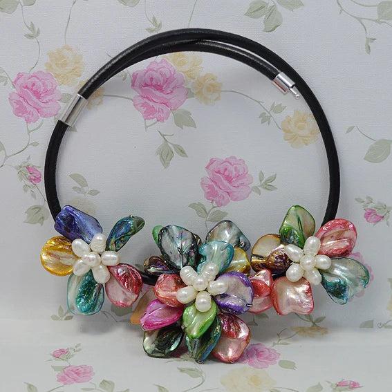 Multicolor Freshwater Pearl Flower Necklace Women Gift