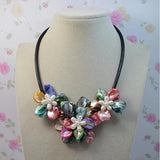 Multicolor Freshwater Pearl Flower Necklace Women Gift
