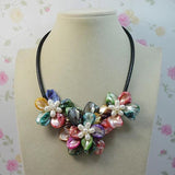 Multicolor Freshwater Pearl Flower Necklace Women Gift