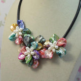 Multicolor Freshwater Pearl Flower Necklace Women Gift