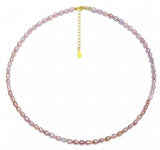 Real Pearl Choker Necklace Purple Freshwater Pearl 925 Sterling Silver Clasp