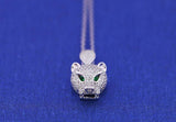 Europe Leopard Head Pendant 925 Silver Necklace with Austrian Crystals