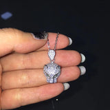 Europe Leopard Head Pendant 925 Silver Necklace with Austrian Crystals