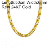 Real 24KT Chain Necklace for Men, 6mm Wide