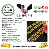 Real 24KT Chain Necklace for Men, 6mm Wide