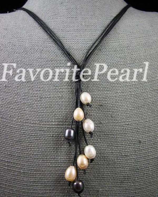 Pink Freshwater Pearl Rope Necklace 8-10mm 21''