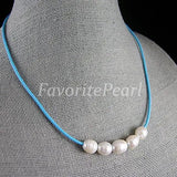 Arrival Favorite Pearl Necklace Natural Freshwater Pearl Deep Sky Leather