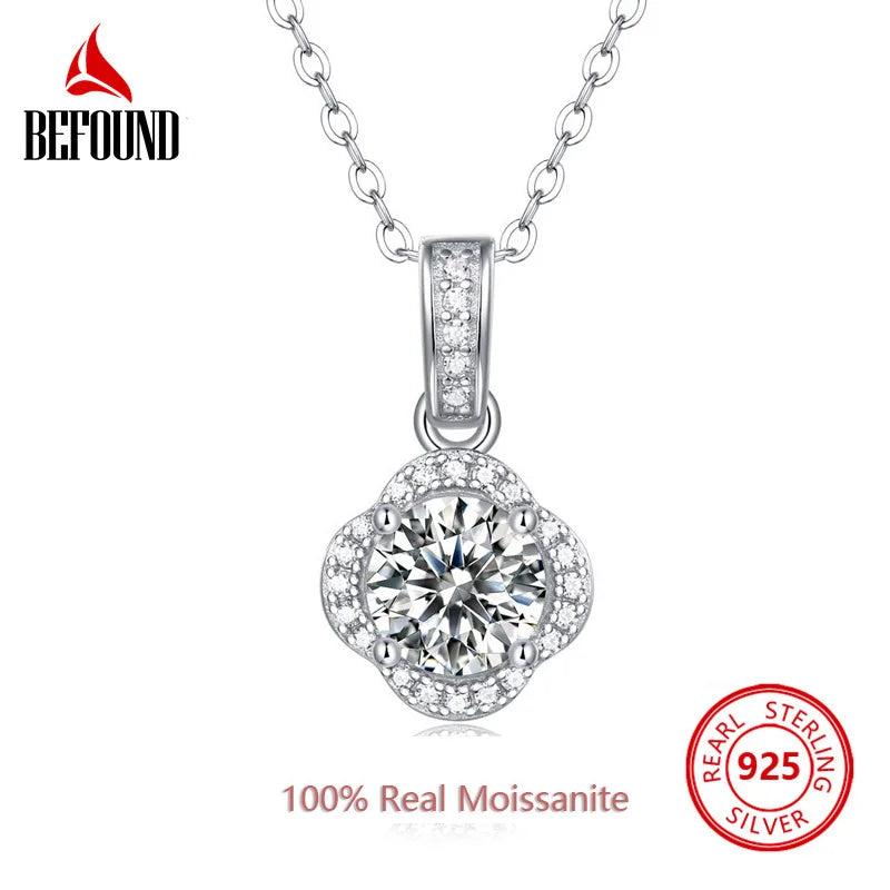 1ct Moissanite Necklace 925 Silver Diamond Flower Pendant