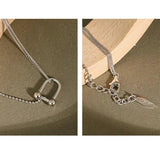 925 Silver Double U-shaped Chain Necklace for Women