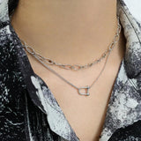 925 Silver Double U-shaped Chain Necklace for Women