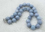 14mm Jade Faceted Round Necklace 17 Inch Nature Beads