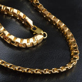 OMHXZJ 8MM Box Chain 18KT Necklace