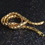 OMHXZJ 8MM Box Chain 18KT Necklace