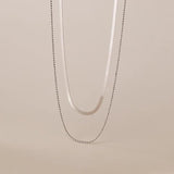 925 Silver Double Snake Bone Beads Clavicle Necklace for Women