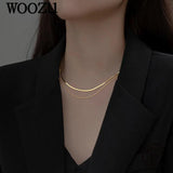 925 Silver Double Snake Bone Beads Clavicle Necklace for Women