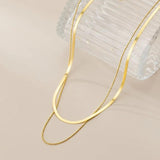 925 Silver Double Snake Bone Beads Clavicle Necklace for Women