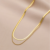925 Silver Double Snake Bone Beads Clavicle Necklace for Women
