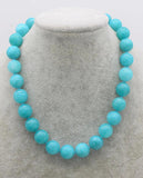 Green Jade Round 14mm Necklace 17-inch Nature Beads