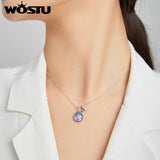 Wostu Turtle Choker 925 Silver Neckalce Girl Collier Jewelry Gift