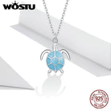 Wostu Turtle Choker 925 Silver Neckalce Girl Collier Jewelry Gift