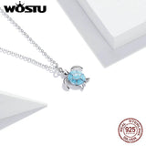 Wostu Turtle Choker 925 Silver Neckalce Girl Collier Jewelry Gift