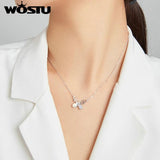 Wostu 925 Sterling Silver Butterfly Pendant Necklace for Women