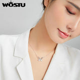 Wostu 925 Sterling Silver Butterfly Pendant Necklace for Women