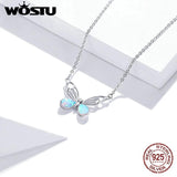 Wostu 925 Sterling Silver Butterfly Pendant Necklace for Women