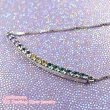 925 Silver Multi-Color Arches Stud Necklace Women Jewelry