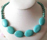 8mm 18x25mm Turkey Turquoise Necklace 18''