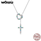 925 Silver Love Cross Pendant Necklace for Women