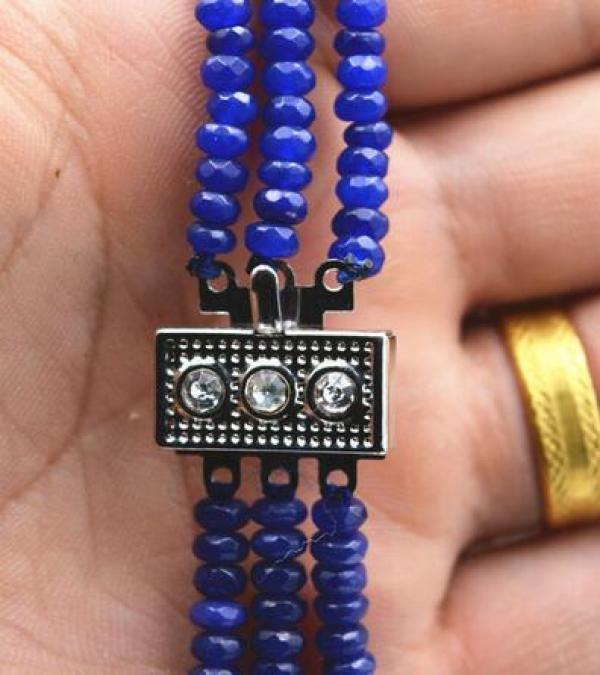 3 Rows Dark Sapphire Beads Necklace