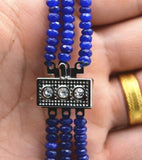3 Rows Dark Sapphire Beads Necklace