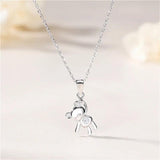 925 Silver Bear Pendant Necklace for Women