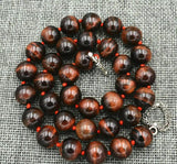 Red Tiger's Eye Gemstone Beads Necklace 18''