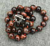 Red Tiger's Eye Gemstone Beads Necklace 18''